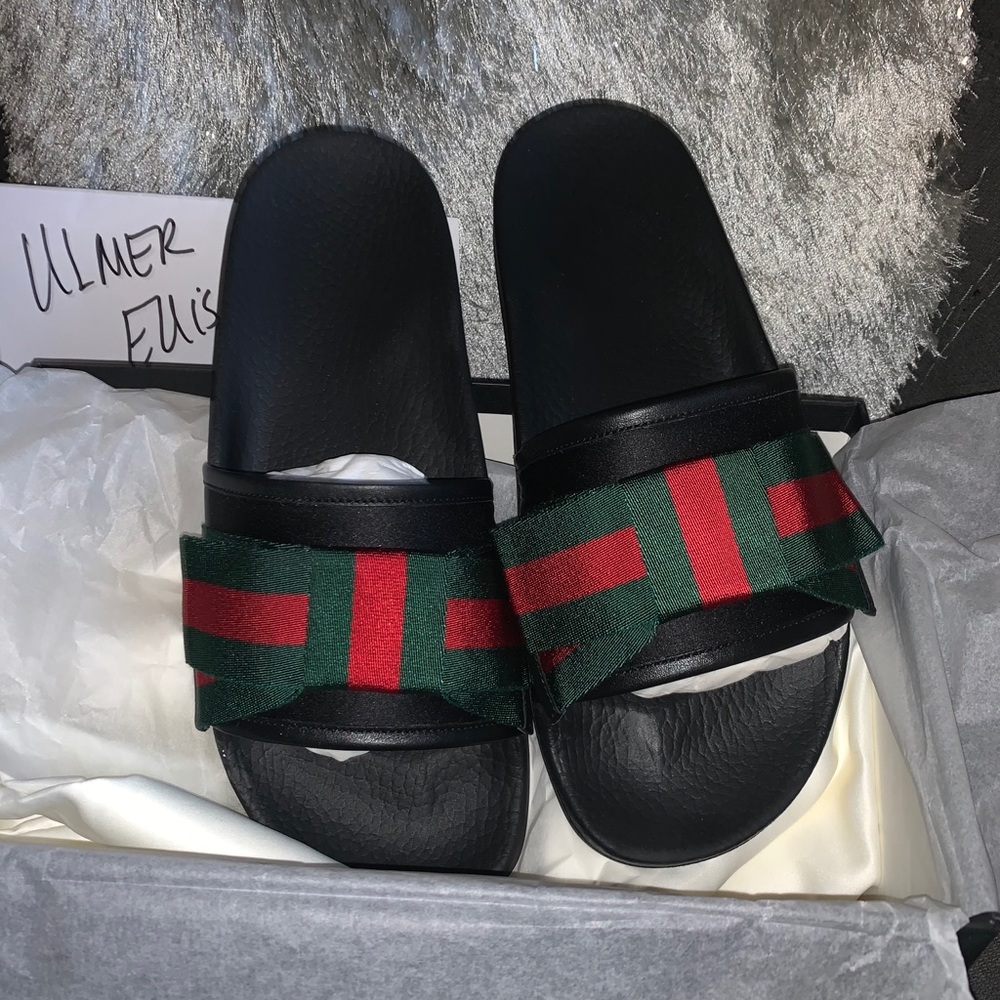 *SOLD* Women Gucci Web Bow Slides Size 41